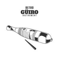 retro Guiro Instrument Vektor Illustration, Mexikaner Musik- Instrument Lager Vektor