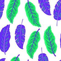 Vektor nahtlos Muster mit Neon- tropisch Blätter auf Weiß