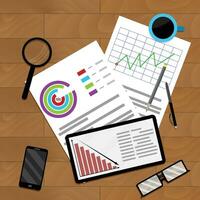 Geschäft Planung und Buchhaltung, Vektor Diagramm Statistik Daten Illustration