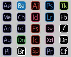 Adobe kreativ Wolke Produkte Symbol einstellen vektor