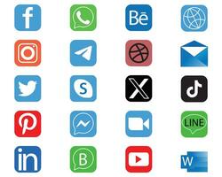 Rechteck Sozial Medien Symbole mit Neu Twitter Symbol oder Sozial Netzwerk Logos eben Vektor Symbol einstellen Sammlung