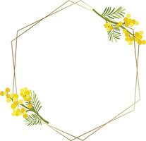 Blumen- Rahmen mit ein Strauß von Gelb Mimose Blumen vektor