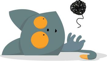 isoliert süß schwarz Katze ist spielen mit Spule von Garn. süß Karikatur Tier Charakter vektor