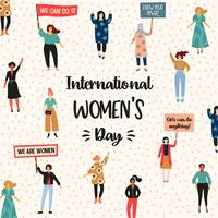 Internationaler Frauentag. Vector Illustration mit verschiedenen Nationalitäten und Kulturen der Frauen.