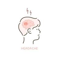 Kopf einer Person, die Kopfschmerzen zeigt. vektor