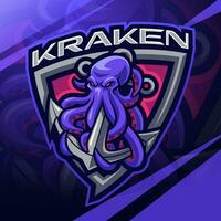 kraken esport maskot logotyp design vektor