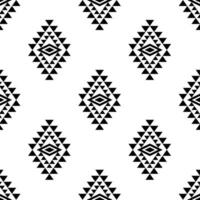 ethnisch geometrisch nahtlos wiederholen Muster. aztekisch und navajo Stammes- Stile mit einheimisch Muster. schwarz und Weiß Farben. Design zum Textil, Stoff, weben, Abdeckung, Teppich, dekorativ, Hintergrund. vektor