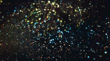 bakgrund av abstrakt glitter lampor. blå, guld och svart. de fokuserad. vektor