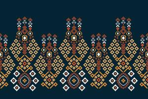 ethnisch geometrisch Stoff Muster Kreuz Stich.ikat Stickerei ethnisch orientalisch Pixel Muster Blau Hintergrund. abstrakt, vektor, illustration. Textur, Kleidung, Rahmen, Dekoration, Motive, Seide Hintergrund. vektor