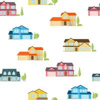 Vorort- amerikanisch Häuser nahtlos Muster. vektor