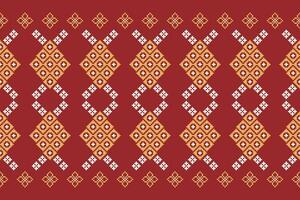 etnisk geometrisk tyg mönster korsa stitch.ikat broderi etnisk orientalisk pixel mönster röd bakgrund. abstrakt, vektor, illustration. textur, kläder, ram, dekoration, motiv, siden tapet. vektor