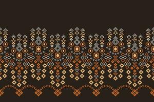 ethnisch geometrisch Stoff Muster Kreuz Stich.ikat Stickerei ethnisch orientalisch Pixel Muster braun Hintergrund. abstrakt, vektor, illustration. Textur, Kleidung, Rahmen, Dekoration, Motive, Seide Hintergrund. vektor