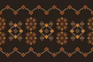 ethnisch geometrisch Stoff Muster Kreuz Stich.ikat Stickerei ethnisch orientalisch Pixel Muster braun Hintergrund. abstrakt, vektor, illustration. Textur, Kleidung, Rahmen, Dekoration, Motive, Seide Hintergrund. vektor