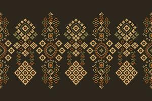 ethnisch geometrisch Stoff Muster Kreuz Stich.ikat Stickerei ethnisch orientalisch Pixel Muster braun Hintergrund. abstrakt, vektor, illustration. Textur, Kleidung, Rahmen, Dekoration, Motive, Seide Hintergrund. vektor