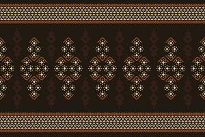 ethnisch geometrisch Stoff Muster Kreuz Stich.ikat Stickerei ethnisch orientalisch Pixel Muster braun Hintergrund. abstrakt, vektor, illustration. Textur, Kleidung, Rahmen, Dekoration, Motive, Seide Hintergrund. vektor