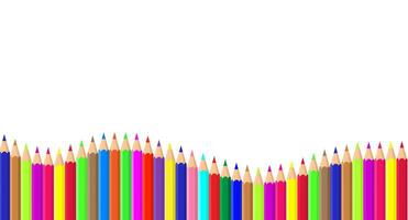 Färg penna palett element för pedagogisk konst verktyg och kreativ aktivitet.barn skola brevpapper klotter dragen förbi färgrik pennor.vektor illustration vektor