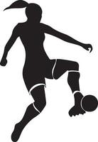 weiblich Fußball Spieler Vektor Silhouette Illustration