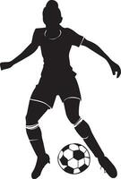 weiblich Fußball Spieler Vektor Silhouette Illustration
