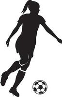 weiblich Fußball Spieler Vektor Silhouette Illustration