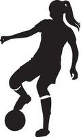 kvinna fotboll spelare vektor silhuett illustration
