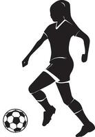 kvinna fotboll spelare vektor silhuett illustration