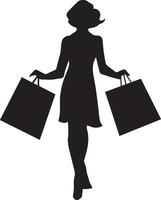 Einkaufen Mädchen Vektor Silhouette Illustration, glücklich Einkaufen Frau