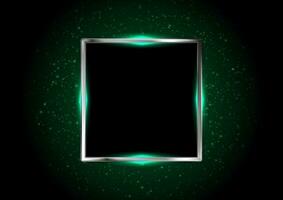 metallisk fyrkant ramverk med grön neon lampor vektor