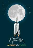 Chandrayaan indisch Rakete Vektor Illustration.chandrayaan Rakete Mission ins Leben gerufen durch Indien 2023 mit dreifarbig indisch flag.chandrayaan-3 erfolgreich starten Illustration - - isro Mond Mission.