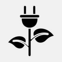 Symbol Stecker geformt Pflanze. Ökologie und Umgebung Elemente. Symbole im Glyphe Stil. gut zum Drucke, Poster, Logo, Infografiken, usw. vektor