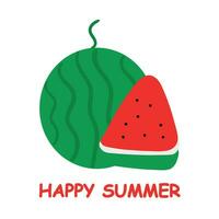 süß Karikatur Wassermelone glücklich Sommer- vektor