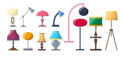 tecknad serie Färg lampa ficklampor ikon uppsättning. vektor