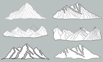 prmountain silhuett uppsättning. klippig bergen ikon eller logotyp samling. vektor illustrationint