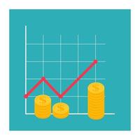 koncept för ekonomisk tillväxt. finansiera resultat avkastning på investering ROI med pil. vektor illustration