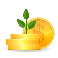 växande pengar träd med guldmynt på grenar ikonen. symbol för rikedom och affärsframgång. vektor illustration