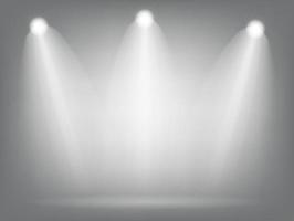 realistische helle projektoren beleuchtung lampe mit scheinwerfern lichteffekten mit transparentem hintergrund. Vektor-Illustration vektor