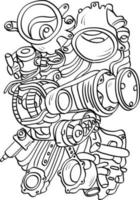 Automotorkomponenten Gekritzel Umriss Handschriftstil vektor
