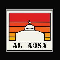 vektor av al Aqsa moské i solnedgång med klistermärke stil perfekt för skriva ut, t-shirt design, etc