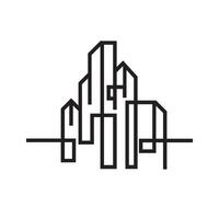 Stadt Gebäude Linie Kunst Vektor Symbol Design Illustration Vorlage