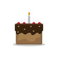Geburtstag Kuchen Symbol Vektor Illustration. Kuchen zum Geburtstag Feier mit Kirsche Obst und einer Kerze.