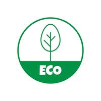 Öko freundlich Produkte Aufkleber, Etikett, Abzeichen und Logo. Ökologie Symbol. Logo Vorlage mit Baum zum organisch und Öko freundlich Produkte. Vektor Illustration