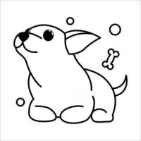 söt tecknad vektorillustration ikon av en chihuahua valphund. det är konturstil. vektor
