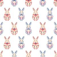 nahtloses Muster mit süßen Kaninchen und Hasen. vektor
