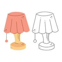 Schreibtisch Lampe. schwarz und Weiß und Farbe Clip Art Vektor Illustration.