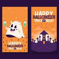 platt halloween bakgrund baner social media mall vektor