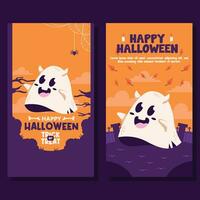 platt halloween bakgrund baner social media mall vektor