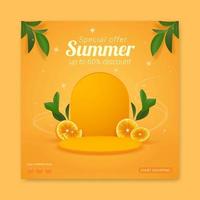 Sommer Sale Sonderangebot Promo Square Banner Vorlage vektor