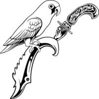 Lovebird mit Ornament Hackmesser Illustration vektor