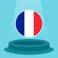 franska flaggan på pallen. enkel minimalistisk platt designstil. redo att användas för fotbollsevenemanget etc. vektor