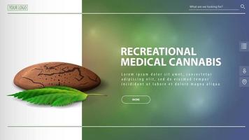 Medizinisches Cannabis für den Freizeitgebrauch, Rabattbanner für Website mit Cannabiskeksen mit Cannabisblatt vektor