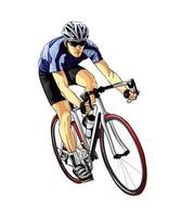 abstrakt cyklist på en racerbana från stänk av akvareller, färgad teckning, realistisk, idrottsman på en cykel. vektor illustration av färger